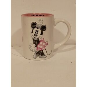 Disney Jerry Leigh Minnie Mouse 3D Embossed White Pink Ceramic Coffee Mug